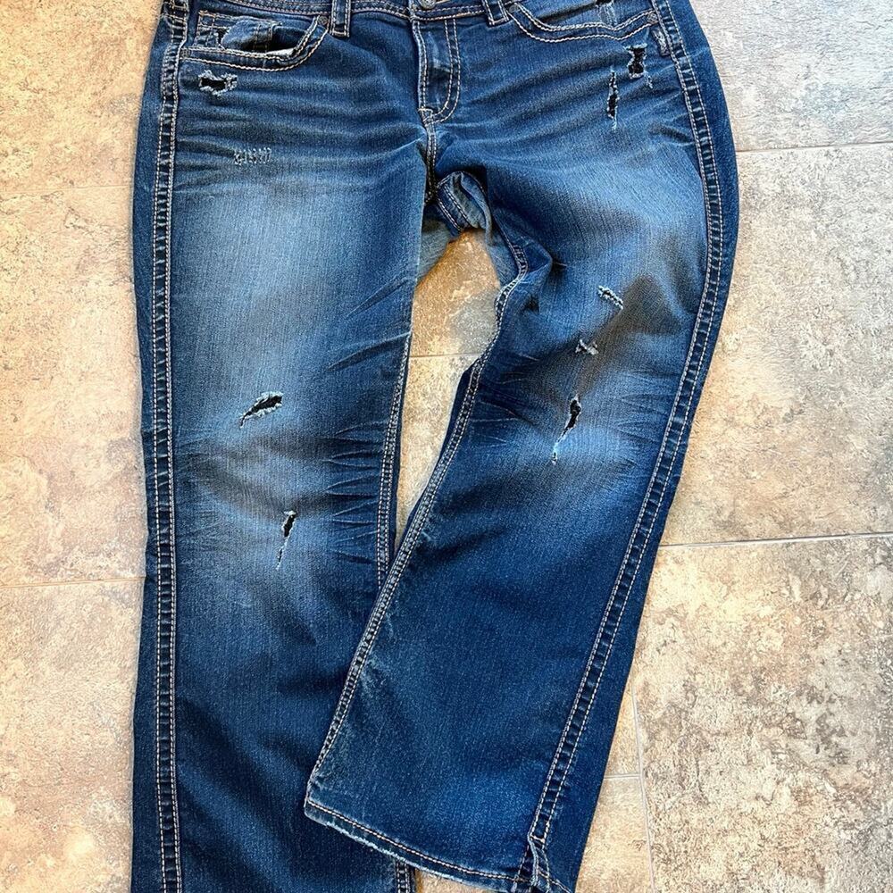 Silver Frances 18” jeans, women's distressed with some stretch
